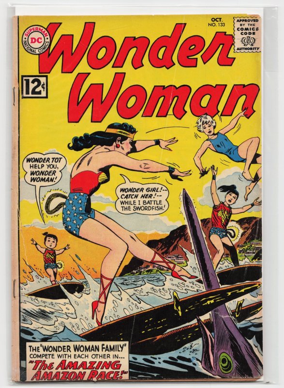 Wonder Woman #133 (DC Comics, 1962), raw, ungraded comic book — front cover