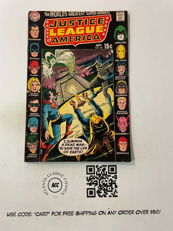 Justice League of America #83 (DC Comics), raw comic book in VF/NM condition — front cover