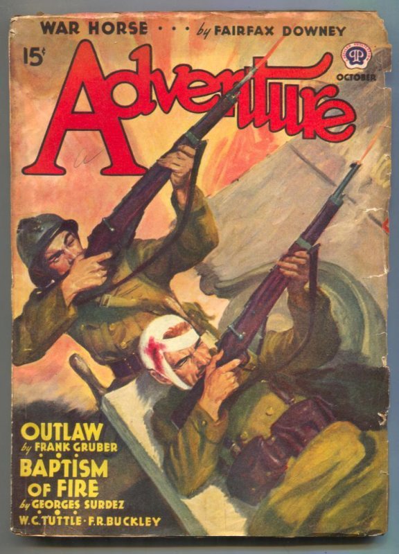 Pulp: Adventure Pulp October 1940- War Horse- Baptism of Fire (1940), raw, ungraded comic book — front cover