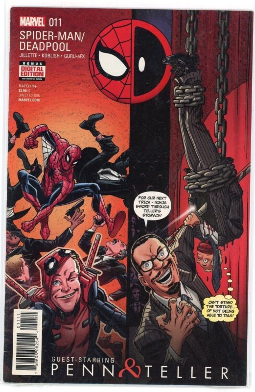 Spider-Man/Deadpool #11 (Marvel Comics, 2017), raw comic book in VF/NM 9.0 condition — front cover