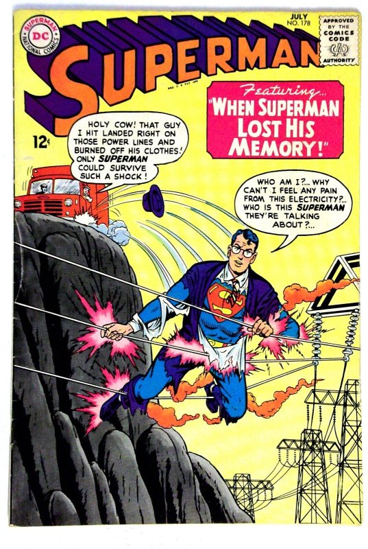 Superman #178 (DC Comics, 1965), raw comic book in FN condition — front cover