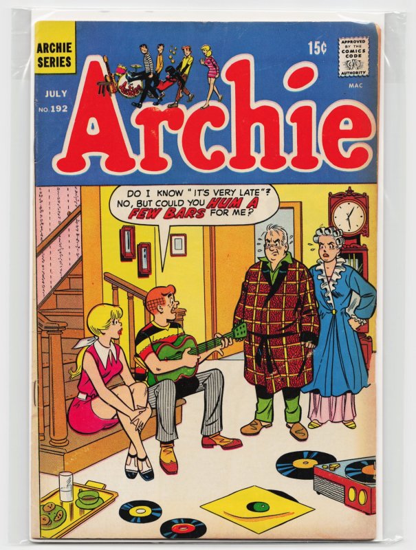 Archie #192 (Archie Comics, 1969), raw, ungraded comic book — front cover