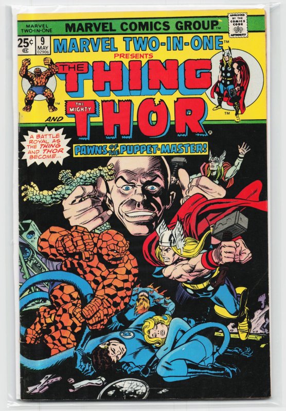 Marvel Two-in-One #9 (Marvel Comics, 1975), raw, ungraded comic book — front cover