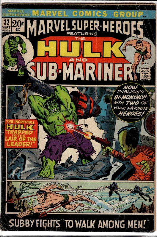 Marvel Super-Heroes #32 (Marvel Comics, 1972), raw, ungraded comic book — front cover