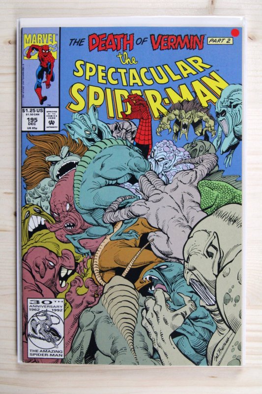 The Spectacular Spider-Man #195 (Marvel Comics, 1992), raw comic book in NM- 9.2 condition — front cover