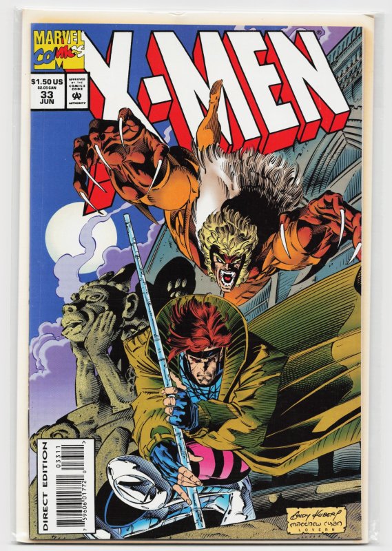 X-Men #33 (Marvel Comics, 1994), raw, ungraded comic book — front cover