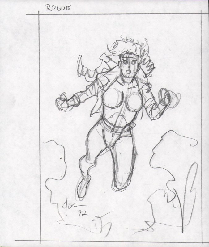 Rogue Pencil Prelim for Painting - Signed art by David Palumbo, raw, ungraded comic book — front cover
