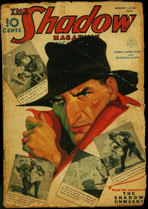 Shadow 1937 Aug 1-Shadown Unmasks-Rare Pulp Fr (Street & Smith, 1937), raw comic book in FR condition — front cover