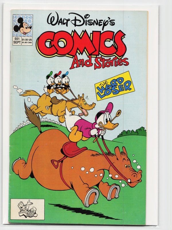 Walt Disney's Comics and Stories #551 (Gladstone, 1990), raw, ungraded comic book — front cover