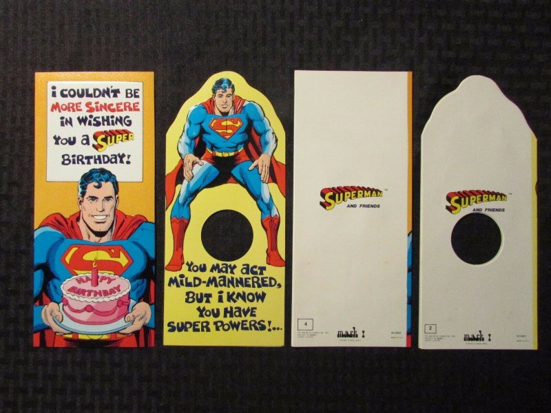 1978 Superman Mark 1 Greeting Cards LOT of 2 VF+ w/o Envelopes (1978), raw comic book in VF+ condition — front cover