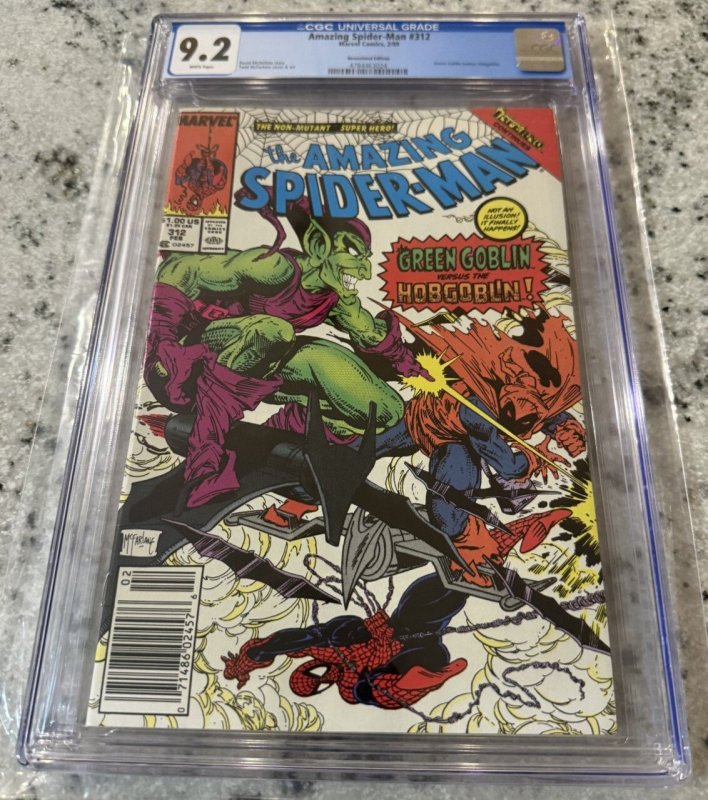Amazing Spider-Man #312 (Marvel Comics, 1989), CGC 9.2 graded comic book, Universal Blue label — front cover in its holder
