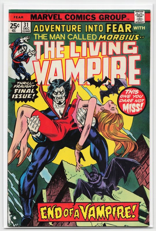 Fear #31 (Marvel Comics, 1975), raw, ungraded comic book — front cover