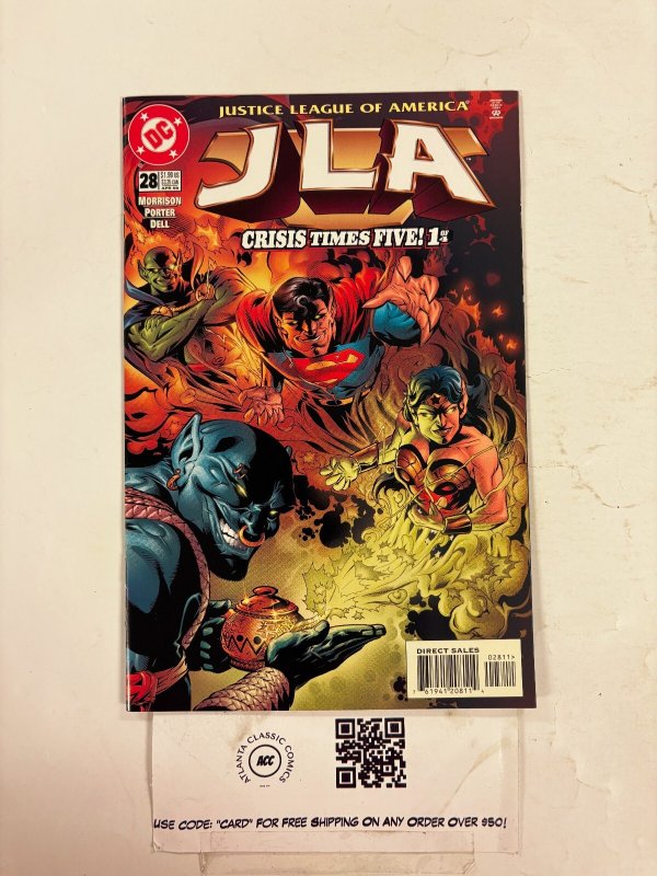 JLA #28 (DC Comics), raw comic book in NM condition — front cover