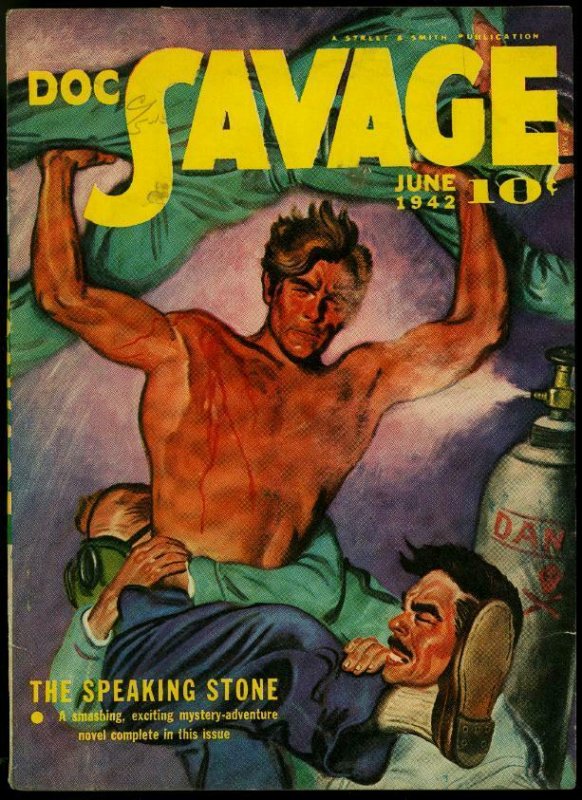 Doc Savage Pulp June 1942- Speaking Stone- Street & Smith VF (1942), raw comic book in VF condition — front cover