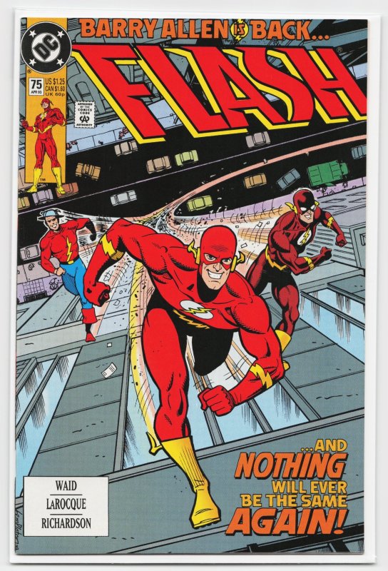 The Flash #75 (DC Comics, 1993), raw, ungraded comic book — front cover