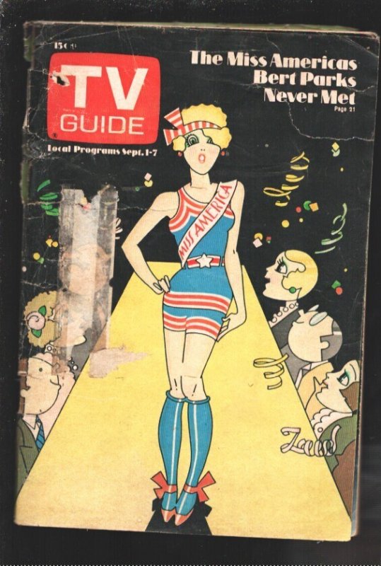 MAG: TV Guide 9/1/1973-Miss America Cover by Barry Zaid-St Louis Edition-FR/G, raw comic book in FR condition — front cover