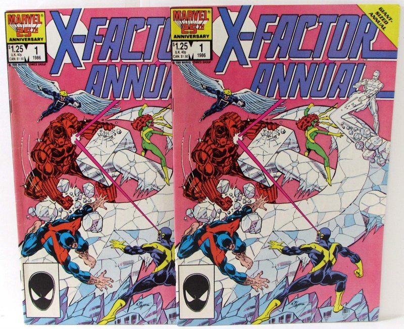 X-Factor Annual Lot of 2 #1 x2 Marvel (1986) 1st Series Comic Books (Marvel Comics, 1986), raw, ungraded comic book — front cover