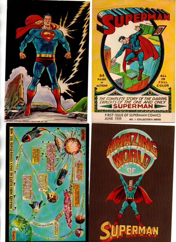 Superman 1972 Post Card Set - (4) Cards (1972), raw, ungraded comic book — front cover