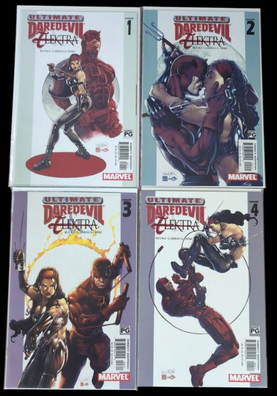 Ultimate Daredevil Elektra #1-4 Complete Run Lot 2003 Marvel Comics F/VF (Marvel Comics, 2003), raw comic book in VF condition — front cover
