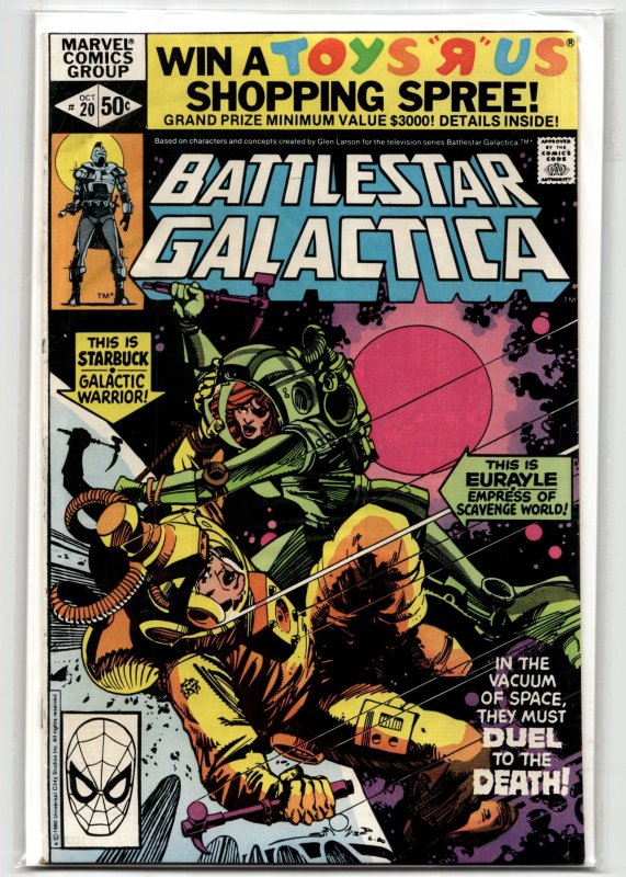Battlestar Galactica #20 (Marvel Comics, 1980), raw, ungraded comic book — front cover