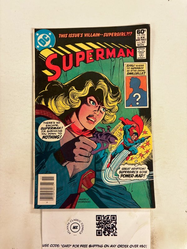 Superman #365 (DC Comics), raw comic book in FN condition — front cover