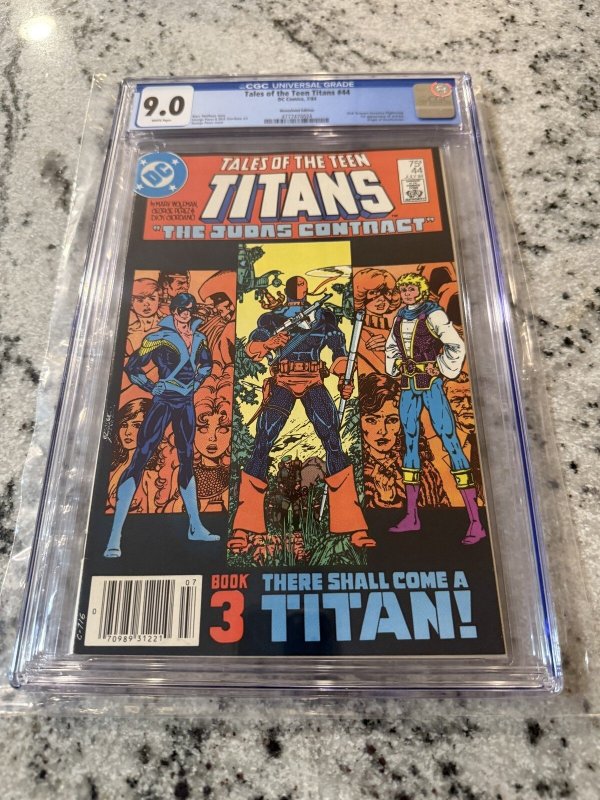 Tales of the Teen Titans #44 (DC Comics, 1984), CGC 9.0 graded comic book, Universal Blue label — front cover in its holder