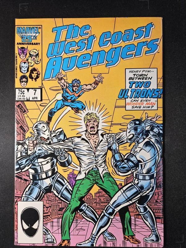 West Coast Avengers #7 (Marvel Comics, 1986), raw comic book in NM- condition — front cover