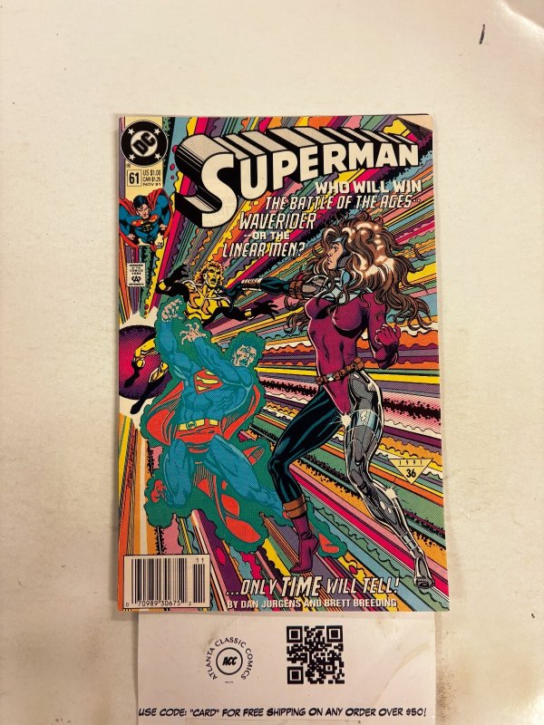 Superman #61 (DC Comics), raw comic book in NM condition — front cover