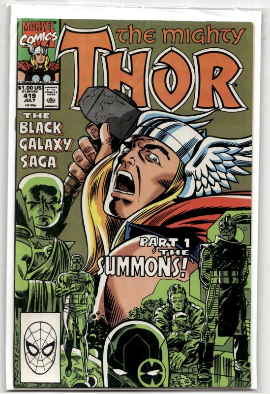 The Mighty Thor #419 (Marvel Comics, 1990), raw, ungraded comic book — front cover