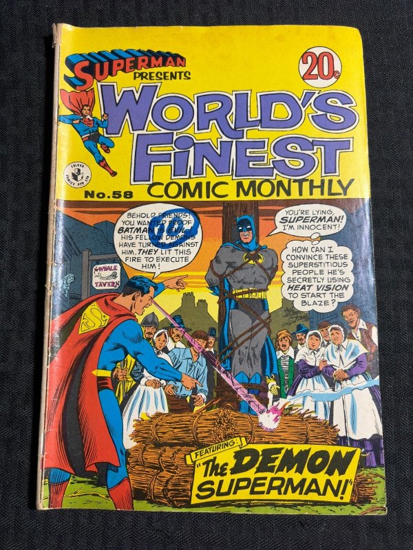 Vintage World's Finest Australian Comic #58, raw comic book in VG 4.0 condition — front cover