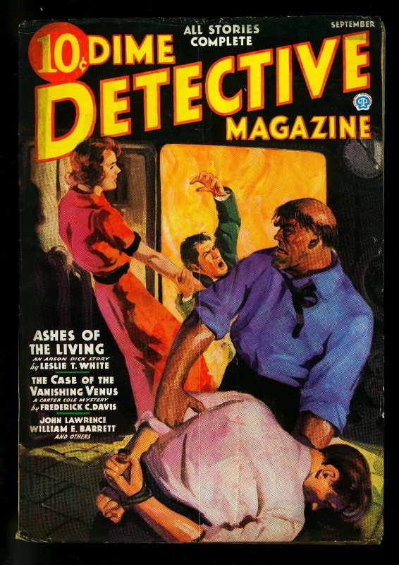 Dime Detective September 1936- Singer Cover- Frederick C Davis- VG+ (Popular Publications, 1936), raw comic book in VG+ condition — front cover