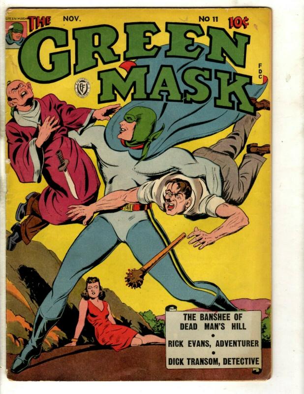 The Green Mask #11 (Fox Feature Syndicate, 1942), raw comic book in FN condition — front cover