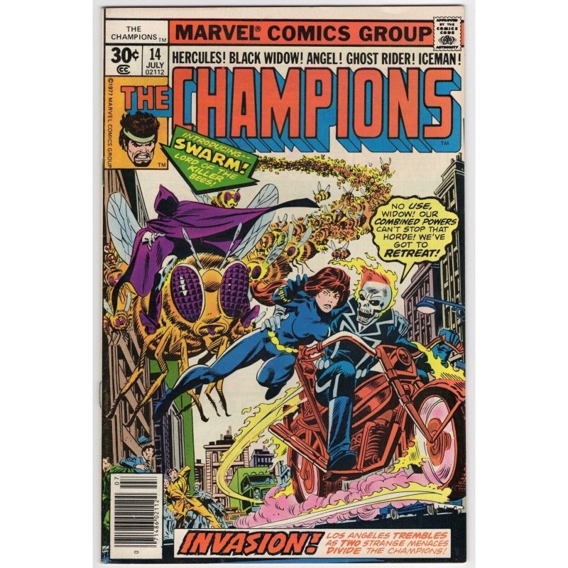 The Champions #14 (Marvel Comics, 1977), raw comic book in VF 8.0 condition — front cover