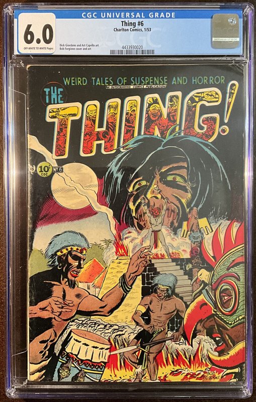 Thing! #6 (1952), CGC 6.0 graded comic book, Universal Blue label — front cover in its holder