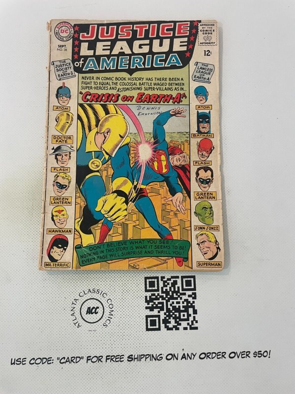 Justice League of America #38 (DC Comics), raw comic book in VG/FN condition — front cover