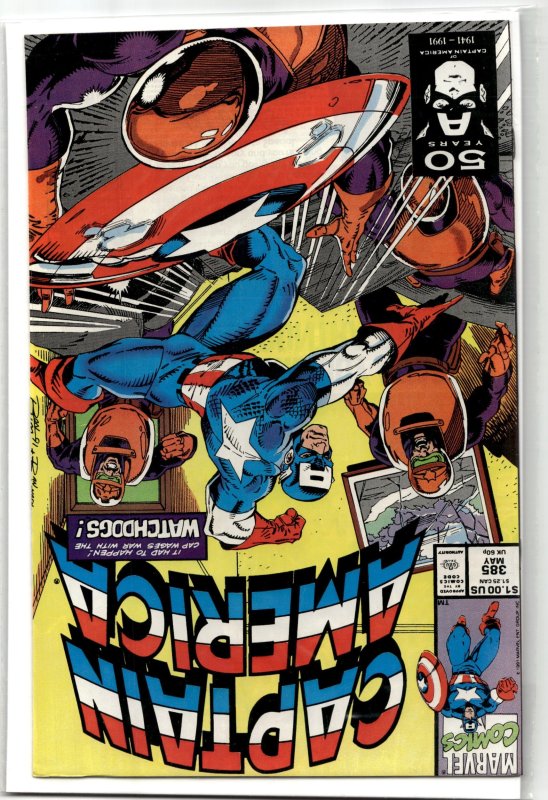 Captain America #385 (Marvel Comics, 1991), raw, ungraded comic book — front cover