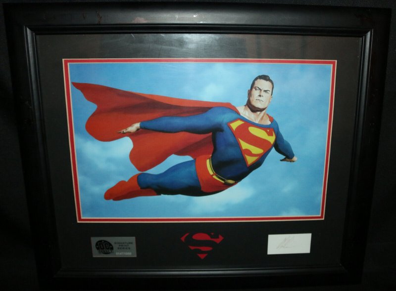 Superman Signature Print Series Framed with Alex Ross Autographed Index Card, raw, ungraded comic book — front cover