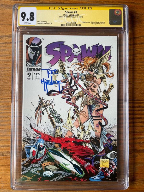 Spawn #9 (Image Comics, 1993), CGC 9.8 graded comic book, Signature Series label — front cover in its holder