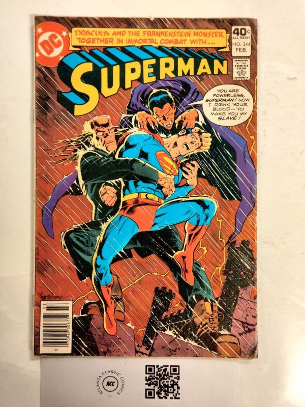 Superman #344 (DC Comics), raw comic book in FN- condition — front cover