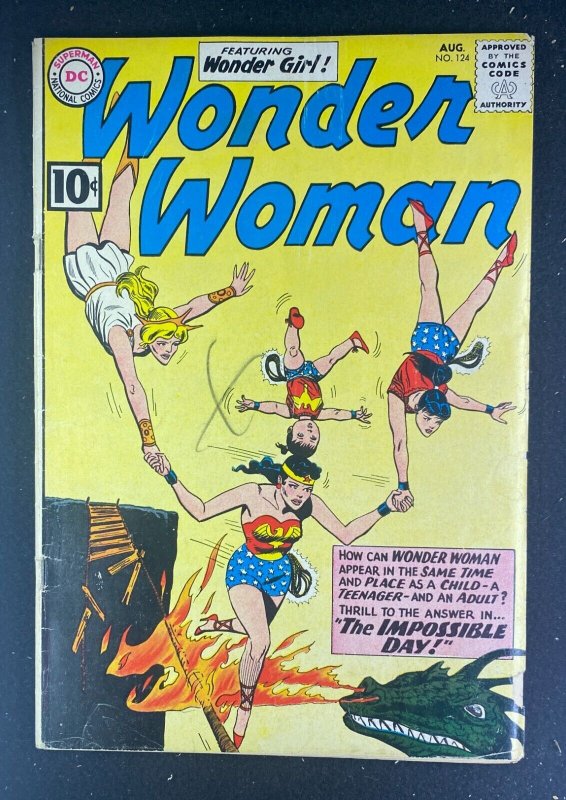 Wonder Woman #124 (DC Comics, 1942), raw comic book in VG- 3.5 condition — front cover