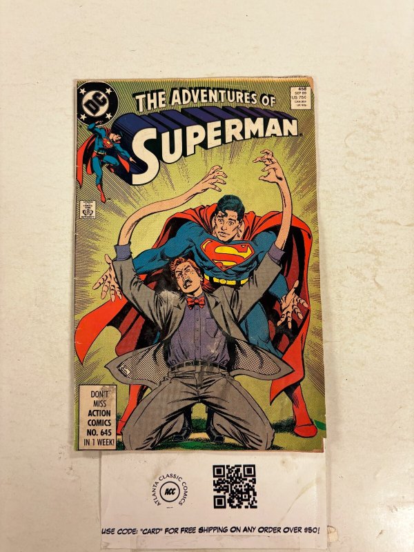 Adventures of Superman #458 (DC Comics, 1989), raw comic book in GD condition — front cover