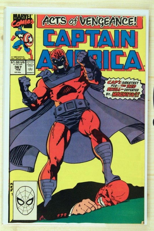 Captain America #367 (Marvel Comics, 1990), raw comic book in VF+ 8.5 condition — front cover