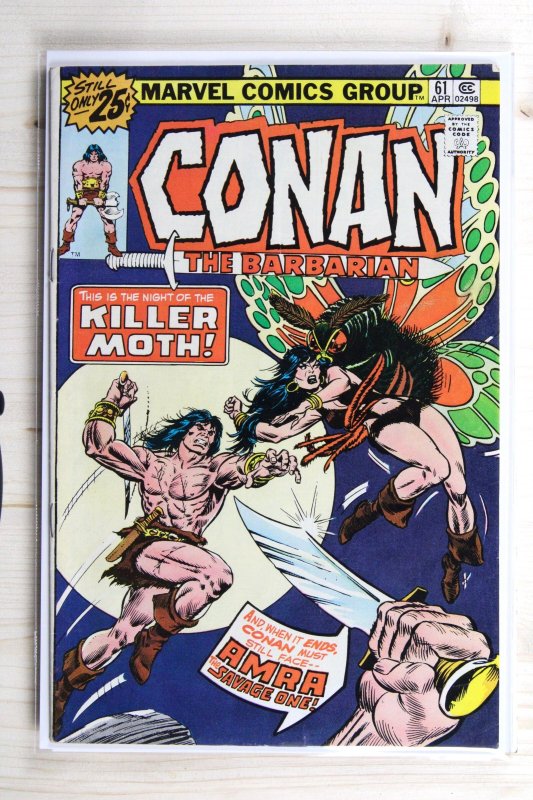 Conan the Barbarian #61 (Marvel Comics, 1976), raw comic book in VF- 7.5 condition — front cover