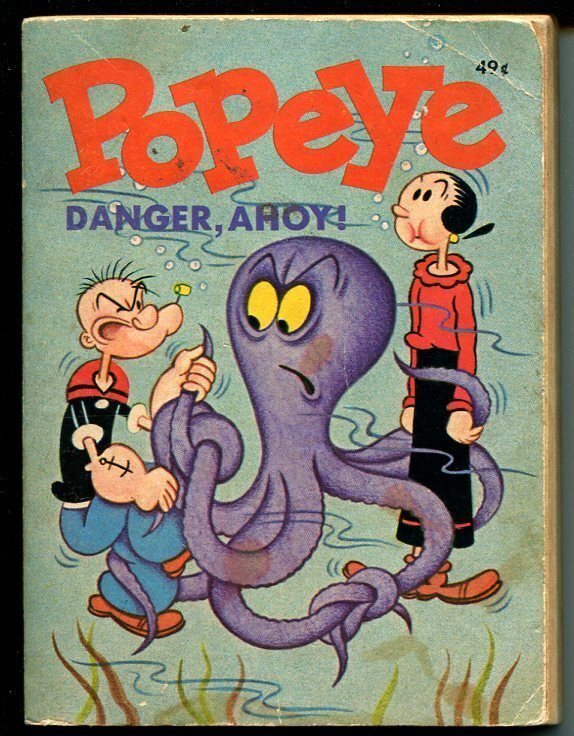 Popeye-Danger Ahoy-1969-Whitman-Big Little Book-Olive Oyl-Octopus-VG, raw comic book in VG condition — front cover