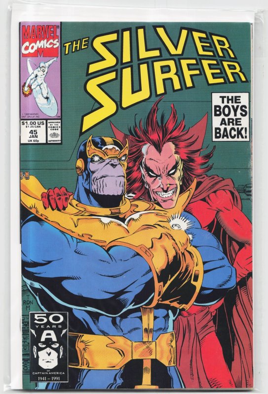 Silver Surfer #45 (Marvel Comics, 1991), raw, ungraded comic book — front cover