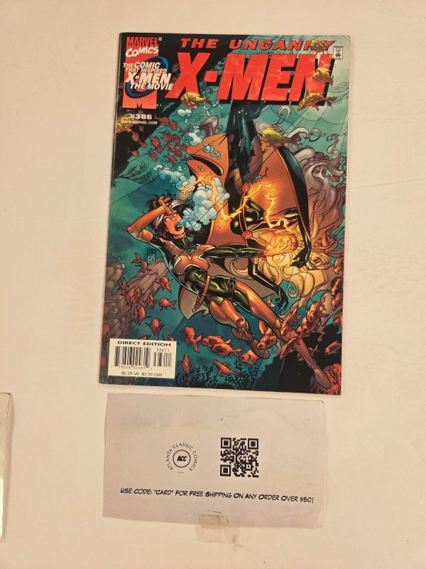 Uncanny X-Men #386 (Marvel Comics, 2000), raw comic book in NM condition — front cover
