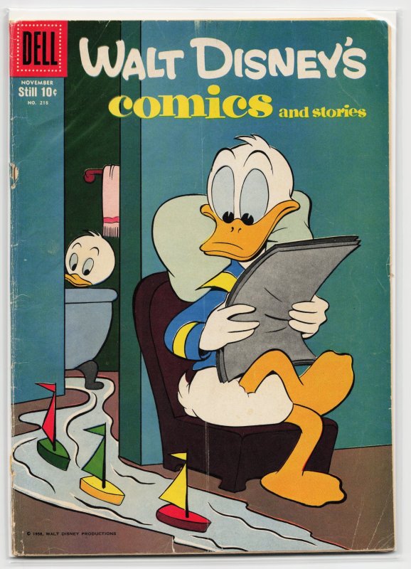 Walt Disney's Comics and Stories #218 (Dell, 1958), raw, ungraded comic book — front cover