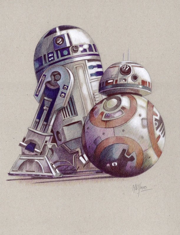 R2d2+bb8, High-quality A4 Lithograph. Artist: Miguel Alfaro, raw, ungraded comic book — front cover