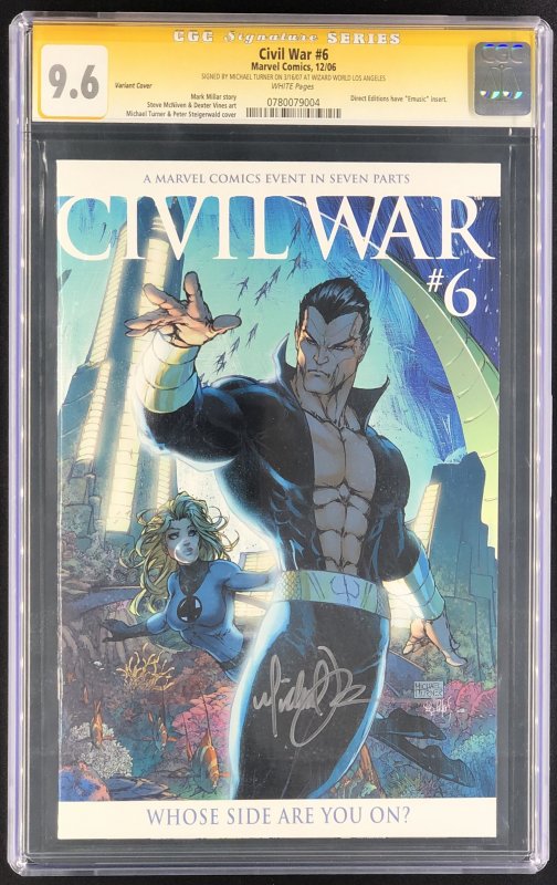 Civil War #6 (Marvel Comics, 2006), CGC 9.6 graded comic book, Signature Series label — front cover in its holder