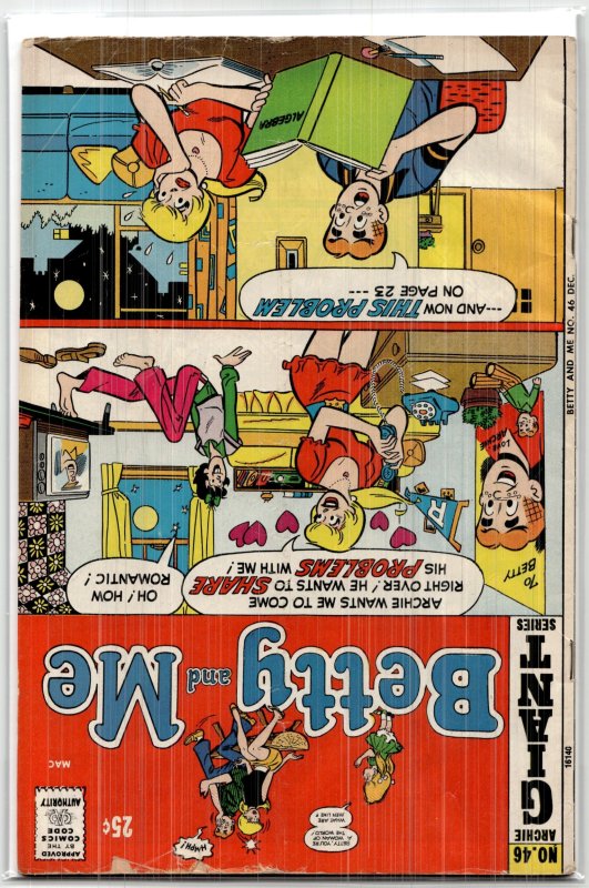 Betty and Me #46 (1972), raw, ungraded comic book — front cover